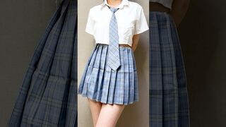 No bra no panties Naked school uniform Try On Haul