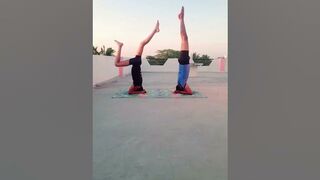 Yoga masti ||Acro yoga||two person yoga #Handstand #pinchamayurasana #yogapractice #yogafamily