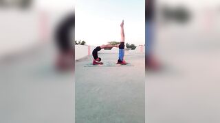 Yoga masti ||Acro yoga||two person yoga #Handstand #pinchamayurasana #yogapractice #yogafamily