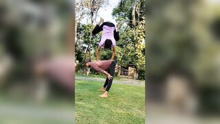 girls yoga vs boys yoga handstand balance #shorts #vs#fitness #explore #viral #trending #challenge