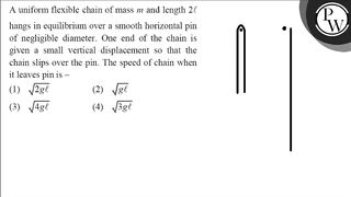 A uniform flexible chain of mass \( m \) and length \( 2 \ell \) ha...