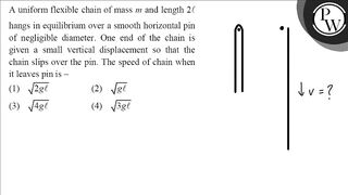 A uniform flexible chain of mass \( m \) and length \( 2 \ell \) ha...