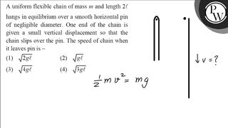 A uniform flexible chain of mass \( m \) and length \( 2 \ell \) ha...