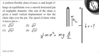 A uniform flexible chain of mass \( m \) and length \( 2 \ell \) ha...