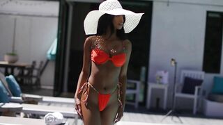 Swimsuit Model Bia Introduces Herself in Summer Orange Bikini