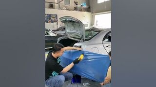 Bumper stretch film stretching skills teaching car color change film training