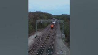 Aerial View of an Idling BNSF Freight Train Stretching Around the Curve Near Naperville #shorts