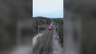 Aerial View of an Idling BNSF Freight Train Stretching Around the Curve Near Naperville #shorts