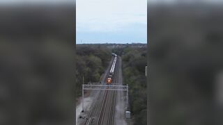 Aerial View of an Idling BNSF Freight Train Stretching Around the Curve Near Naperville #shorts