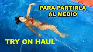 TRY ON HAUL bikini roja en pileta y desfilando bareswim try on haul and review #tryonhaul
