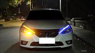 LED DRL Car Daytime Running Light Flexible Waterproof Strip Auto Headlights White Turn Signal Yellow