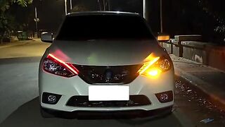 LED DRL Car Daytime Running Light Flexible Waterproof Strip Auto Headlights White Turn Signal Yellow