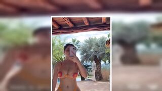 Demi Rose sizzles in see-through orange bikini as she shows off famous curves