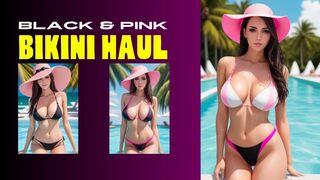 @TryOnHaul-Today AI Lookbook - Bikini Haul - Pink Black Bikini Try On Today