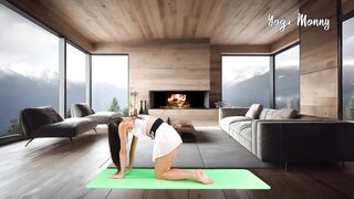 ????Yoga Stretch in Skirt Mountains and Fire