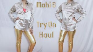 My New Satin Gold Shirt Try on Haul from Amazon India | Mahi S