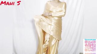 My New Gold Satin Saree Try on Haul from Amazon India | Mahi S