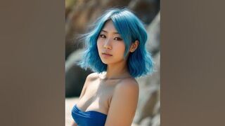 Japanese Girls in Pink and Blue Bikinis