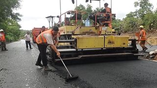 LANJUT | PENGASPALAN JALAN | FLEXIBLE PEVEMENT | AMAZING ASPHALT FINISHER