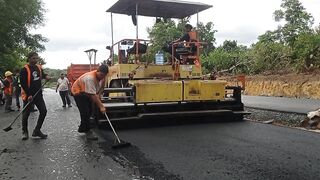 LANJUT | PENGASPALAN JALAN | FLEXIBLE PEVEMENT | AMAZING ASPHALT FINISHER