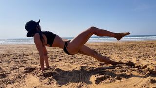 ME STRETCHING ON THE MOROCCAN BEACH