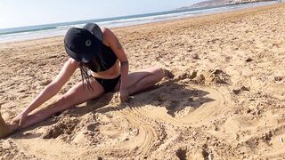 ME STRETCHING ON THE MOROCCAN BEACH