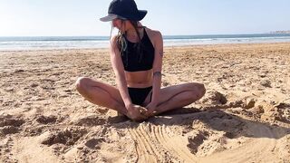 ME STRETCHING ON THE MOROCCAN BEACH