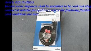 Installation of a flexible power cord for a in sink waste food disposer