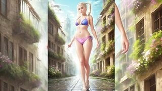 ai art in the city, girls in bikinis, portrait video from lookbook, мокрые девушки в бикини в городе