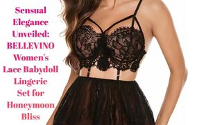 Sensual Elegance Unveiled: BELLEVINO Women's Lace Babydoll Lingerie Set for Honeymoon Bliss!