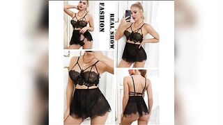 Sensual Elegance Unveiled: BELLEVINO Women's Lace Babydoll Lingerie Set for Honeymoon Bliss!