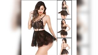 Sensual Elegance Unveiled: BELLEVINO Women's Lace Babydoll Lingerie Set for Honeymoon Bliss!