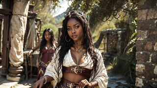 African American women, mulatto women in bikinis, beautiful fantasy girls, steampunk AI