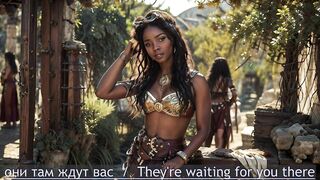 African American women, mulatto women in bikinis, beautiful fantasy girls, steampunk AI