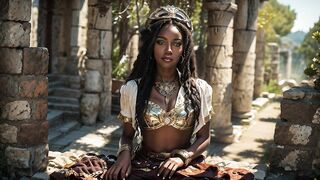 African American women, mulatto women in bikinis, beautiful fantasy girls, steampunk AI