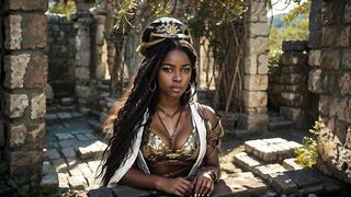 African American women, mulatto women in bikinis, beautiful fantasy girls, steampunk AI