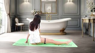 ????Yoga Stretch in Dress Morning Workout
