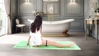 ????Yoga Stretch in Dress Morning Workout