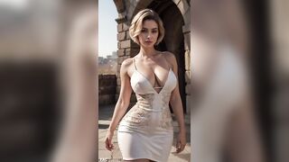 Ball Gown Dress with Blonde Pixie Cut hairstyle | Fashion trends and bikinis