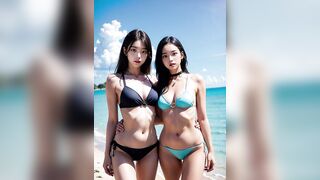 【4K AI Lookbook】 Skinny Korean girls in bikinis 痩せた韓国人女性のビキニ 마른 한국 여자들의 비키니