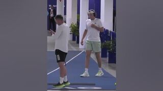 Stretching and warming up in Australian Open. ???? AO 2024