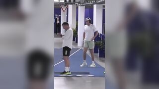 Stretching and warming up in Australian Open. ???? AO 2024