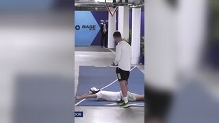 Stretching and warming up in Australian Open. ???? AO 2024