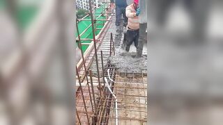 Floor pouring flexible concrete process