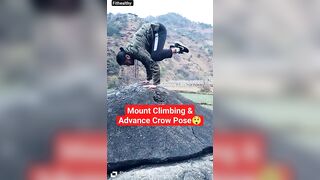 Mount Climbing & Advance Crow Pose????#yoga #advance #failure #viral #talent #acrobatics #climbing