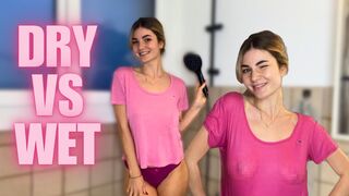 [4K] Transparent Clothes Dry vs Wet Try on Haul with Mariella