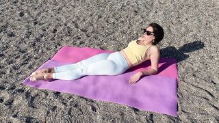 Julia yoga stretch. Strech Legs Flexibility Routine. Gymnast stretching workout.
