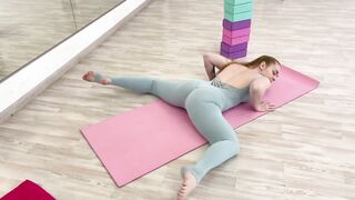 GYMNASTIC FLEX. FLEXIBLE CONTORTION ROUTINE. SPLITS LEGS STRETCHING. YOGA FEET . FITNESS WORKOUT.