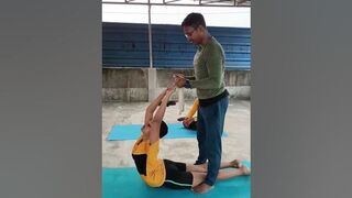 advance back bend stretching with belt #yoga #sorts #viral