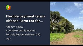 Flexible payment terms Alfonso Farm Lot for sale Along Brgy. Road